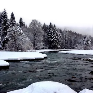 Snowfall Over River PNG 06122024