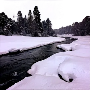 Snowfall Over River Png 06122024 PNG image