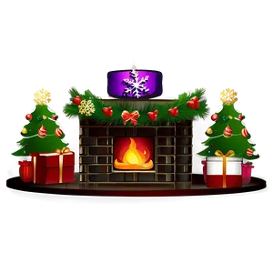 Snowflake Decorated Christmas Fireplace Png 06262024 PNG image