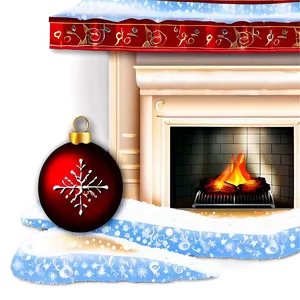 Snowflake Decorated Christmas Fireplace Png 06262024 PNG image