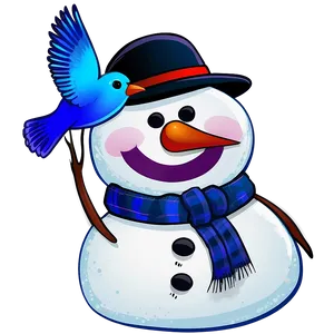 Snowman And Bird Friends Png Wme39 PNG image