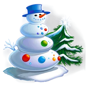 Snowman And Christmas Tree Png 18 PNG image