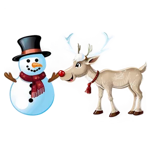 Snowman And Reindeer Friends Png 05032024 PNG image