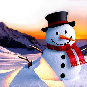 Snowman At Sunrise Png 05032024 PNG image