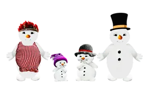 Snowman_ Family_ Portrait_ Black_ Background