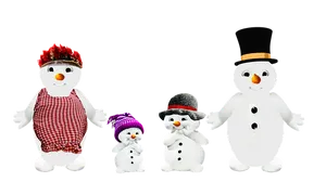 Snowman_ Family_ Portrait_ Black_ Background PNG image