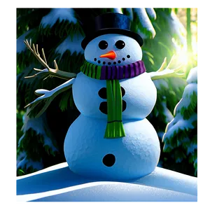 Snowman In Forest Setting Png Ins PNG image