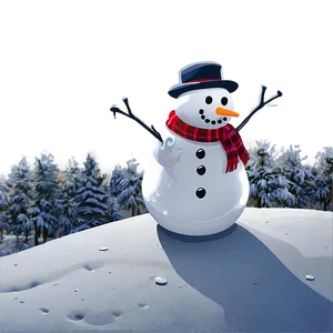 Snowman In Winter Landscape Png Uve PNG image