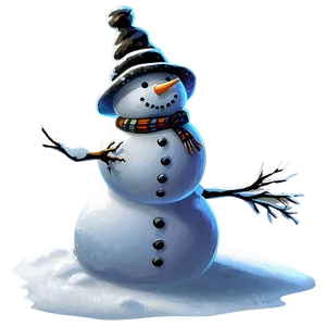 Snowman On Snowy Hill Png Hir PNG image
