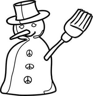 Snowman_ Top_ Hat_ Peace_ Sign_ Broom.png PNG image