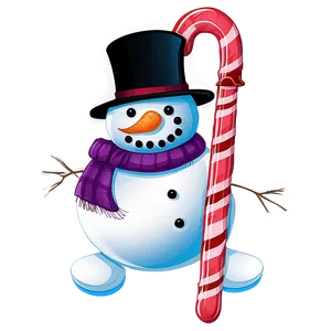 Snowman With Candy Cane Png 94 PNG image