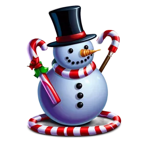 Snowman With Candy Cane Png Fcn PNG image