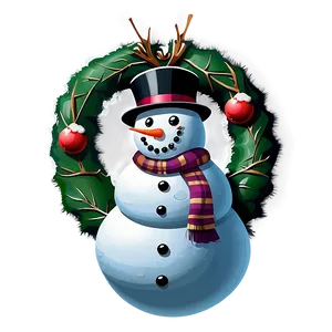 Snowman With Christmas Wreath Png 05032024 PNG image