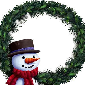 Snowman With Christmas Wreath Png Yvy PNG image