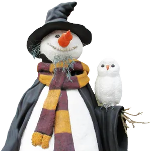 Snowman_with_ Owl_ Friend PNG image