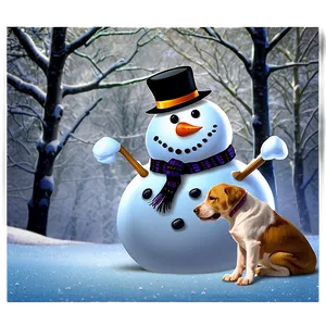 Snowman With Pets Png Pvd PNG image