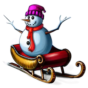 Snowman With Sleigh Png 05032024 PNG image