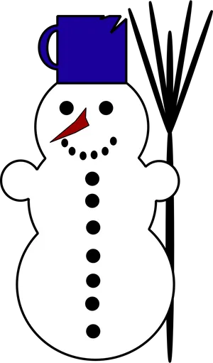 Snowmanwith Top Hatand Broom Clipart PNG image