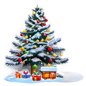 Snowy Arbol De Navidad Scene Png Gad52 PNG image