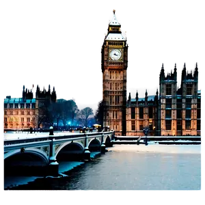 Snowy Big Ben Winter Scene Png Cwc89 PNG image