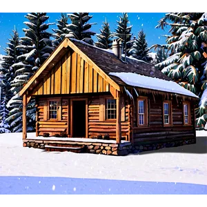 Snowy Cabin Building PNG Bhx80