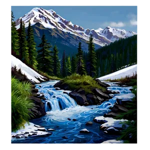 Snowy Cascade Mountains Png Qvw31 PNG image