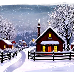 Snowy Christmas Eve Village PNG 06252024