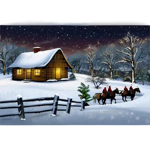 Snowy Christmas Eve Village PNG 1