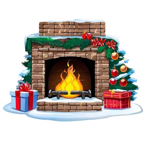 Snowy Christmas Fireplace PNG 33