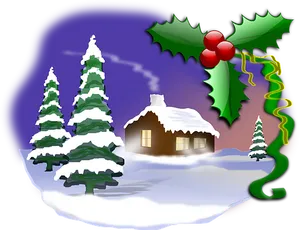 Snowy Christmas Scenewith Holly Decoration.jpg