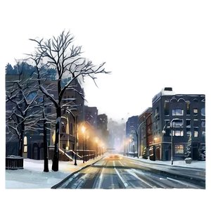 Snowy City Streets Night Png Kvr PNG image