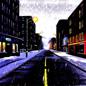 Snowy City Streets Night Png Pwl PNG image