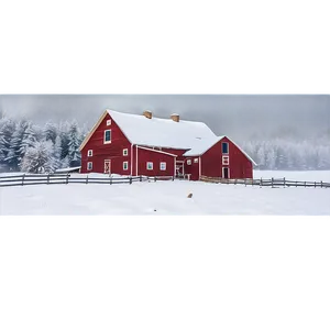 Snowy Farmhouse Morning PNG Fko7