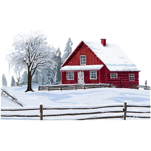 Snowy Farmhouse Morning PNG Fly