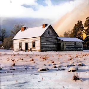 Snowy Farmhouse Morning PNG Ixn7