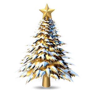 Snowy Gold Christmas Tree Magic PNG 06282024