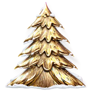 Snowy Gold Christmas Tree Magic PNG 06282024