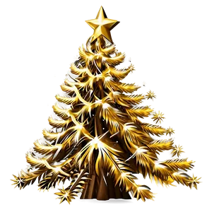 Snowy Gold Christmas Tree Magic PNG Boi PNG