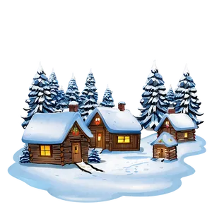 Snowy Happy Holidays Village PNG Rbn90 PNG