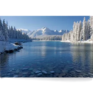 Snowy Lakeside View PNG 06282024 PNG