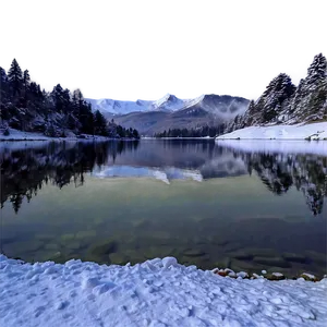 Snowy Lakeside View PNG Grd25 PNG