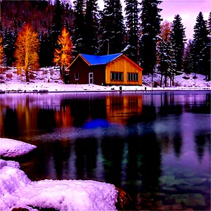 Snowy Lakeside View PNG Wiu94 PNG
