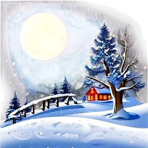Snowy Merry Christmas Scene PNG Lsv