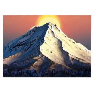 Snowy Mountain And Sunrise Glow PNG Fqd75 PNG