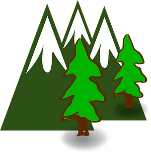 Snowy_ Mountain_ Peaks_with_ Pine_ Trees_ Vector PNG image