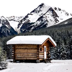 Snowy Mountain With Cabin PNG 06252024