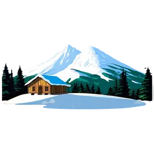 Snowy Mountain With Cabin PNG Tey