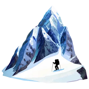 Snowy Mountain With Hikers PNG Ofo