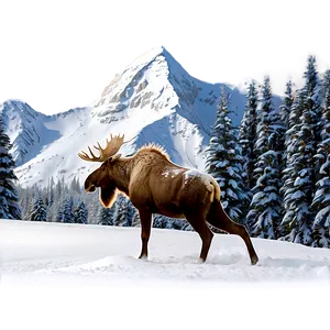 Snowy Mountain With Moose Png 39 PNG image