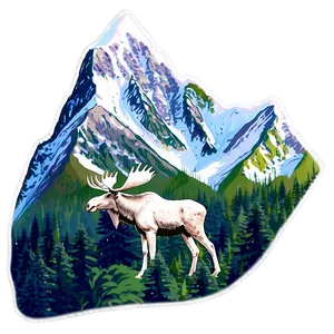 Snowy Mountain With Moose PNG Gym40